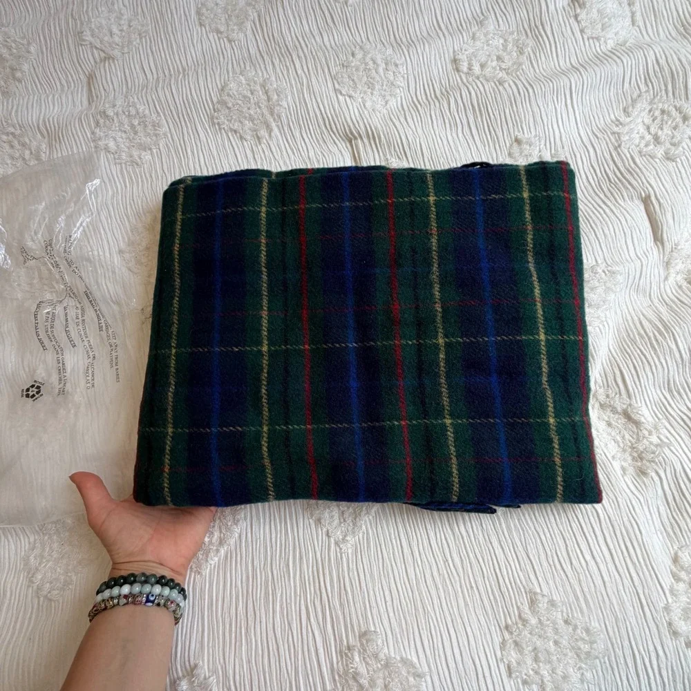 VTG Pendleton Highland Motor Robe Wool Blanket Plaid Green Blue NWT USA